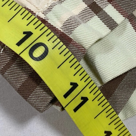 Volcom Stone Shorts Men 28 Brown Cream Light Blue Plaid Chino - Picture 5 of 9